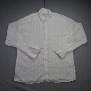 ABERCROMBIE & FITCH Shirt‎ Mens XXL White Linen Blend Long Sleeve Button Down